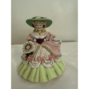 Vtg Provincial‎ Ella 80 Girl Lady Hat pink green dress Handpainted Figurine